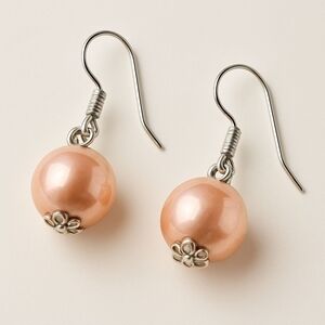 Elegant Silver and Pink Pearl Earrings